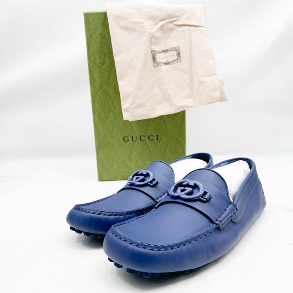 GUCCI INTERLOCKING G DRIVER "WASHED INDIGO" Sz 11.5G - Picture 1 of 14